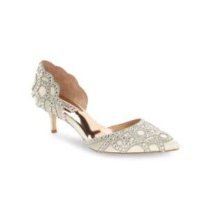 Badgley Mischka Ginny d'Orsay Pointed Toe Pump Ivory Satin, 10W